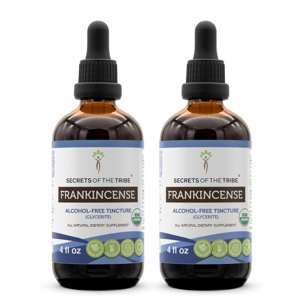 Frankincense USDA Organic | Alcohol-Free Extract, High-Potency Herbal Drops, Immune System, Positive Mood | Made from 100% Certified Organic Frankincense (Boswellia Resin) Dried Resin (2x4 FL OZ)