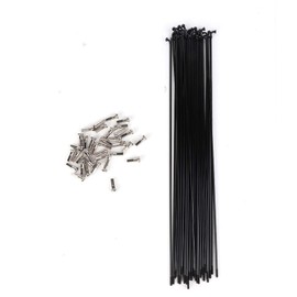 OUKENS Bicycle Spokes, 36 Pieces/Set, Steel Mountain Bike, Bicycle Spokes, 259/261 mm, Diameter 2 mm with Nipple for MTB Wheel Spokes, E-Bike, City Bikes and More (Black 261 mm)