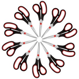 Belle Vous Scissors Set Large Pack of 10 - 19.5 cm Total Length - Household Scissors High Quality Sharp Stainless Steel Blades - Soft Comfort Handles - For Office, School and Home - Multi-Purpose Craft Scissors