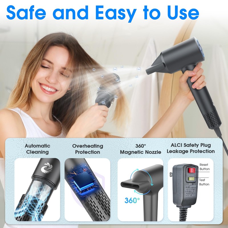 KARFUN Plasma Hair Dryer, 1500W High Speed Blow Dryer with