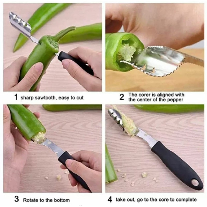 Stainless steel pepper corer, tomato fruit kitchen tool