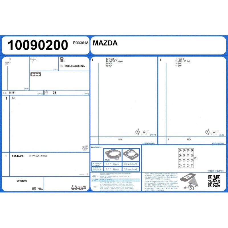 AJUSA 10090200 Gasket for Cylinder Head