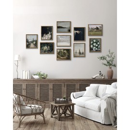 InSimSea Framed Canvas Prints Art Vintage Decor, Flower Wall Art Home Decor, White Hydrangea Vintage Wall Art Painting, Botanical Wall Art, FloralWall Decor for Bathroom Living Room Office, 9"x11"