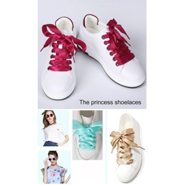 Duories 2 Pairs of Satin Shoelaces, Universal Flat Shoelaces, Tear-Resistant Shoe Laces for Tying Replacement Shoelaces for Unisex Casual Canvas Shoes of Different Sizes, 50 cm Long, 2 cm Wide, Old