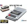 QFX Retro-40 Shoebox Cassette Tape Recorder Bluetooth AUX/USB Built Mic-silver