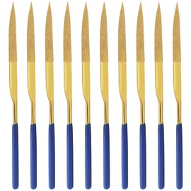 FOCMKEAS 10 PCS Diamond Needle File (3×140mm) 150 Grit Titanium Coated Mini Metal Files Cutter Point Files for Precision Metal File Work Miniature DIY Jewelers/Glass/Ceramic