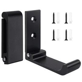 Leryati Pack of 2 Folding Hooks, Foldable Wall Hooks, 90° Foldable Clothes Hooks, Aluminium Wall Towel Hooks with Load Capacity 15 kg, Clothes Hooks, Folding Hooks, Black for Kitchen, Bathroom, Wall