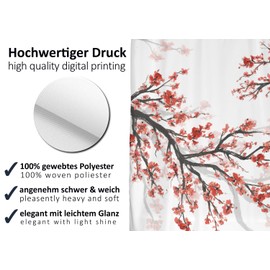 arteneur® Cherry Blossom, Anti-Mould Shower Curtain, 180 x 180 cm, Recycled with Oeko-Tex Standard 100, Weighted Hem, Opaque, Waterproof, Washable, 12 Rings