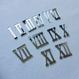 NUO RUI 12 Pcs Roman Mirrored Acrylic Numerals for a Wall Clock (Mirror Silver)