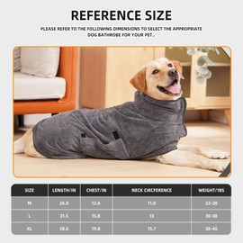 Dog Bathrobe, Quick Drying Super Absorbent Dog Robes for After Bath, Warm Keeping Dogs Towel, Dogs Bath Supplies, Comfortable Soft Drying Coat (Medium, Grey)