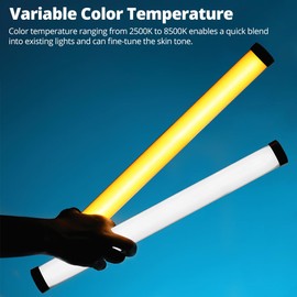 AMBITFUL A2 PRO Full-Color RGB Tube Light, CRI 95 TLCI 97 Accurate Color,2500k-8500k Adjustable,RGB CCT HSI Mode,26 FX Effect,APP Control Support, Brightness Adjustable
