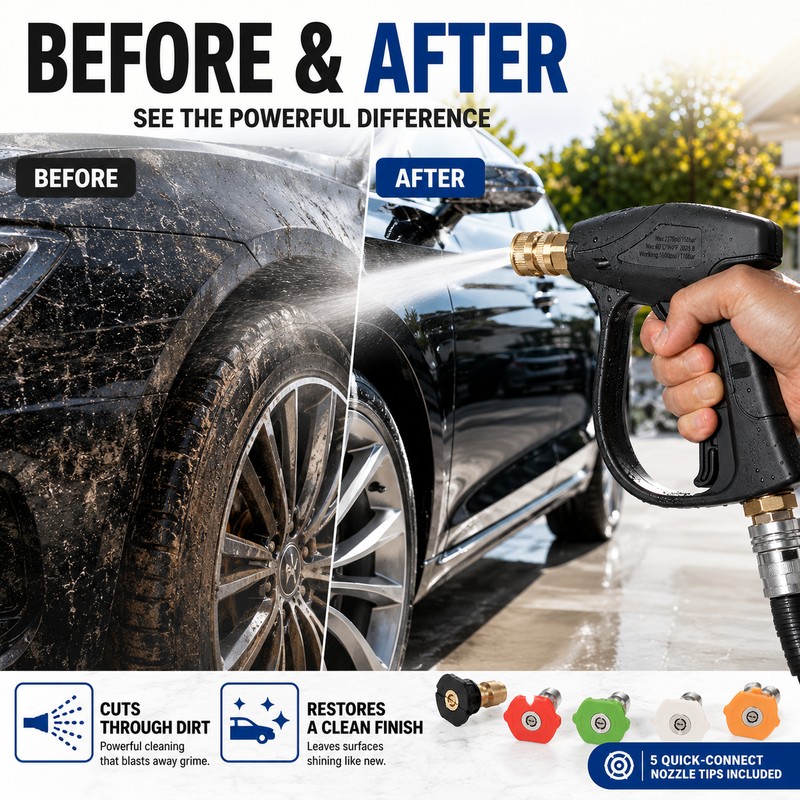 2175 PSI Pressure Washer Gun for Car Cleaning – Short