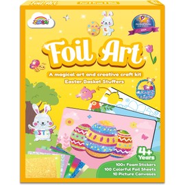 ZMLM Easter Crafts Gifts for Kids - Foil Art Mess Free Activity, Fun Easter Basket Stuffers, Gifts for Ages 4 5 6 7 8 9 10 11 12 Girls Boys, Creative Arts and Crafts Kits Games Toys for Kids