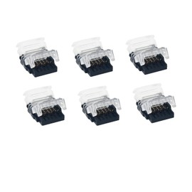 6 Pin 12mm Strip to Wire Quick Connect LED Connector for Non-Waterproof RGBCCT/WW 5050 LED Strip (Not Waterproof) (Not Waterproof)