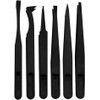 bnafes 6Pcs Plastic Anti-static Tweezers, Precision Slant Curved Flat Tip