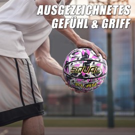 SQUAD Size 7 Rubber Basketball - Indoor & Outdoor Camouflage Design, Street Training for Adults, Includes Pump and Needle