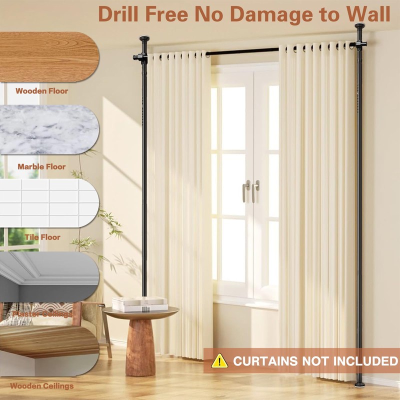 Room Divider No Drilling Curtain Rod Wall Divider for Room
