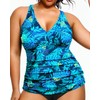 Yonique Women Plus Size Tankini Top Only Tummy Control Bathing