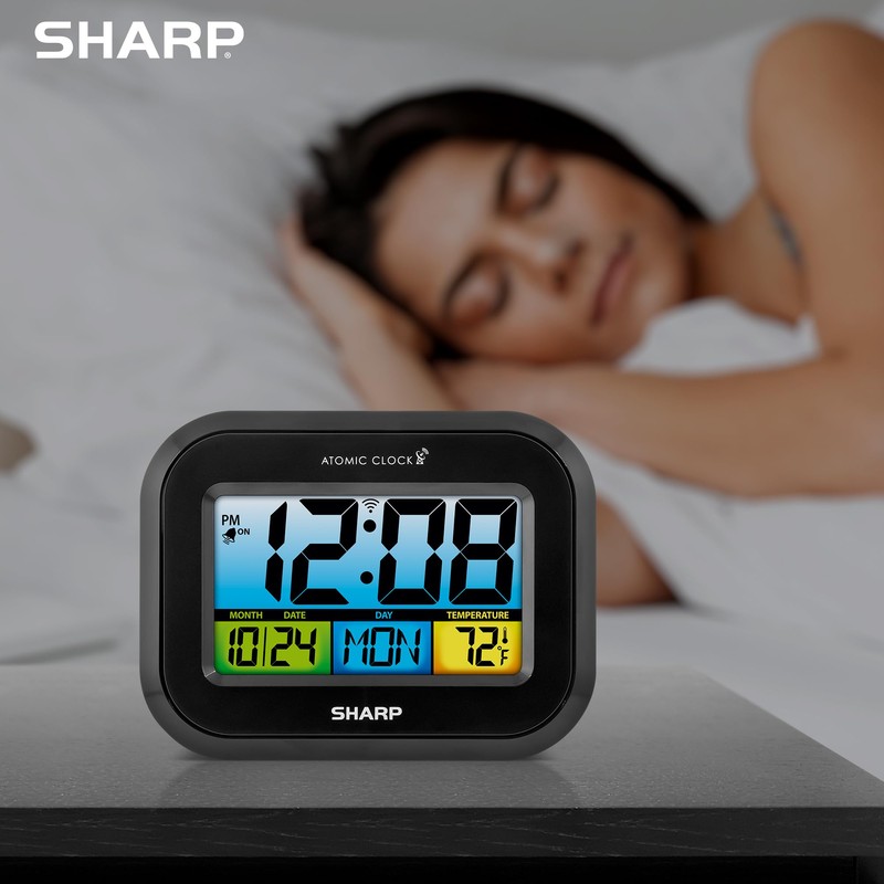 Digital Alarm Clock with LCD Display – Always-On Backlight, Adjustable