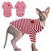 DENTRUN Hairless Cats Shirt Breathable Cat Daily Wear Clothes Stripe