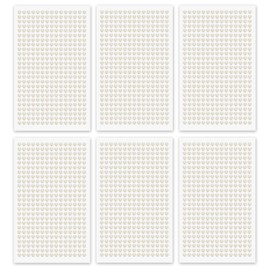 MYDBUYSOME 2250PCS Pearl Stickers Pearls for Crafting - Self Adhesive Pearls for Hair Face Makeup Eye Nail Crafts, Stick On Gems (6 Sheets, 5mm Round)