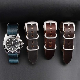 [Onthelevel] Watch Strap Genuine Leather Nato Zulu 20mm 22mm 24mm Replacement Watch Band Vintage G10 Leather Watch Band, 20 mm
