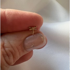 Nose Pin 14k Gold | Dragonfly Nose Bone | Tiny Cute Nose Piercing Stud | Natural Organic Inscet Jewelry