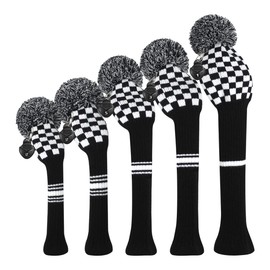 Scott Edward Knitting Golf Club Headcovers, Set of 5 Golf Club Headgear Driver Wood 1 Fairway Wood 2 and Hybrid Wood 2 with Rotating Club Number Tags