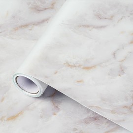 rabbitgoo Marble Contact Paper for Countertops, Self Adhesive Peel and Stick Wallpaper, Removable Counter Top Contact Paper for Old Furniture, Gold/White Matte Granite, 11.8" x 78.7"