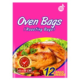 12×Roasting Oven Bags Turkey Size,Large Cooking Roasting Bags for Turkey Meats Chicken Fish Vegetables (1, 43 x 55 cm)