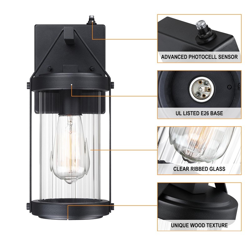 LONEDRUID 2 Pack Dusk to Dawn Sensor Outdoor Wall Sconce