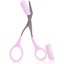 QIZHAO Eyebrow Trimming Scissors Makeup Eyebrow Trimming Card Insertion Comb Eyebrow Trimming Anti Scratch, Can Better Control the Length, Trim Eyebrows at Home Shaping Makeup Tools.(Pink)