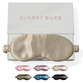 Colorado Home Co Sleep Mask, Silk Eye Mask for Sleeping, Eye Sleep Mask for Women and Men, Eye Covers for Sleeping, Blackout Eye Mask for Sleeping, Travel Sleep Mask Slip On, Nude Champagne