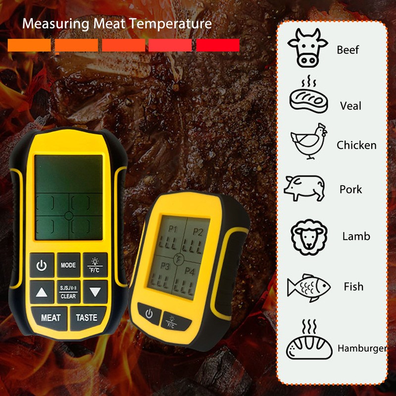 Digital Cooking BBQ Thermometer ABS Wireless Oven Food Smoker Thermometer