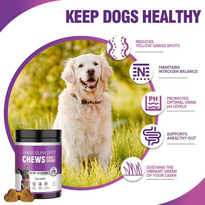 Grass Burn Spot Chews for Dogs 200 Count, Cranberry for