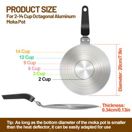 DITOSH Induction Cooker Adapter Plate 20cm/7.9inch Stainless Steel Heat Sink for Aluminum & Stainless Moka Pot Coffee Maker Home & Camping