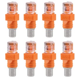 ACEIRMC 8pcs RF to RJ45 Converter Adapter F Female to RJ45 Male Coaxial Barrel Coupler Adapter Connector Coax Straight Connector