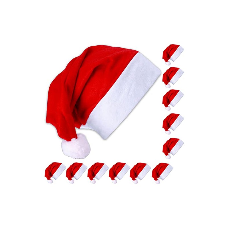 Roomando 12 x Santa Hat Christmas Hat Red with Bobble