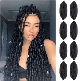 Spring Twist Hair Marley Twist Braiding Hair Crochet Hair 8packs Afro Twist Hair Cuban Twist Hair Marley Twist Hair Kinky Braiding Hair Synthetic Hair Extension For Women (1B, 24 Inch (Pack of 8))