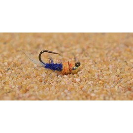 6 Flies - Tungsten Blue Ice Hot Spot Jig Head Fly - Euro Nymph - Hanak Hook (Hook #14)