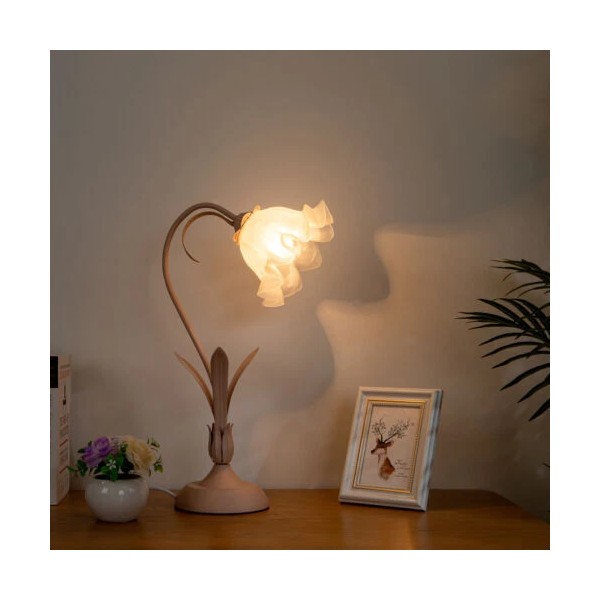 Unbranded Modern Pink Flower Desk Reading Lamp LED Nightstand Lamp