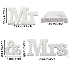EQLEF Mr & Mrs Letters for Wedding Table Decoration, Mr & Mrs Sign Stand Wooden Letter Wedding Top Reception Sweet Home Decor Anniversary Party Decor Mr and Mrs Present