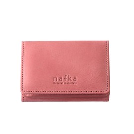 Nafka NFK-72008 Women's Trifold Wallet, Genuine Leather, Mostro Leather, Simple, Compact, Made in Japan, Pink