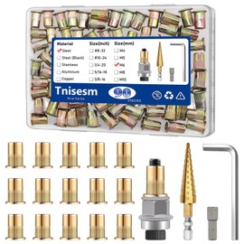 Tnisesm 90Pcs M6 Rivet Nut with Rivet Nut Installation Tool, Carbon Steel Zinc Flat Head Riveter Nutsert Tool Kit