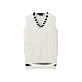 East Boy 5216027 Women's Sweater Vest, Venus Cotton Vest (12G/Cable & Line/COOLMAX), off white (900)
