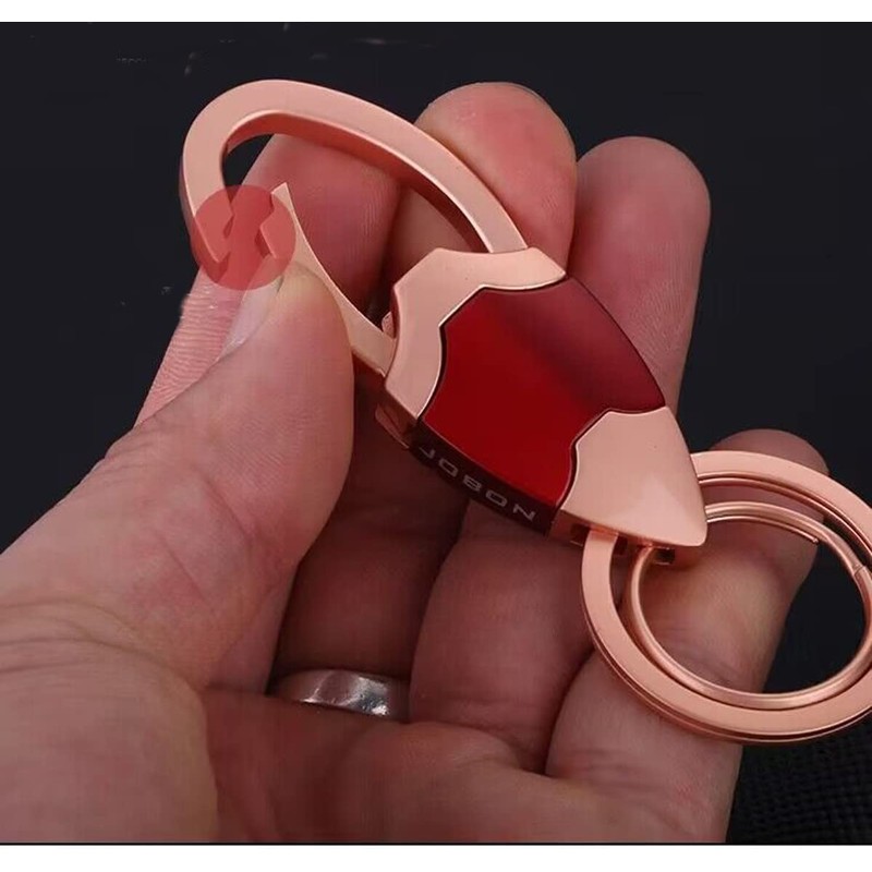 AIXUAN Zinc Alloy and Black Leather Keychain, 2 Keys Rings,Comes