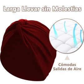 PEIONO 3 Piezas de Gorro Turbante para Mujer,Turbantes Oncologicos para Mujer, Diseño Anudado Es Hermoso y Tela Suave y Agradable para La Piel Protege El Cuero Cabelludo y Piel(Rojo & Rosa & Morado)