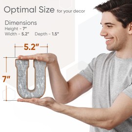 CraftyCrocodile 7" Galvanized Metal 3D Wall Letter C