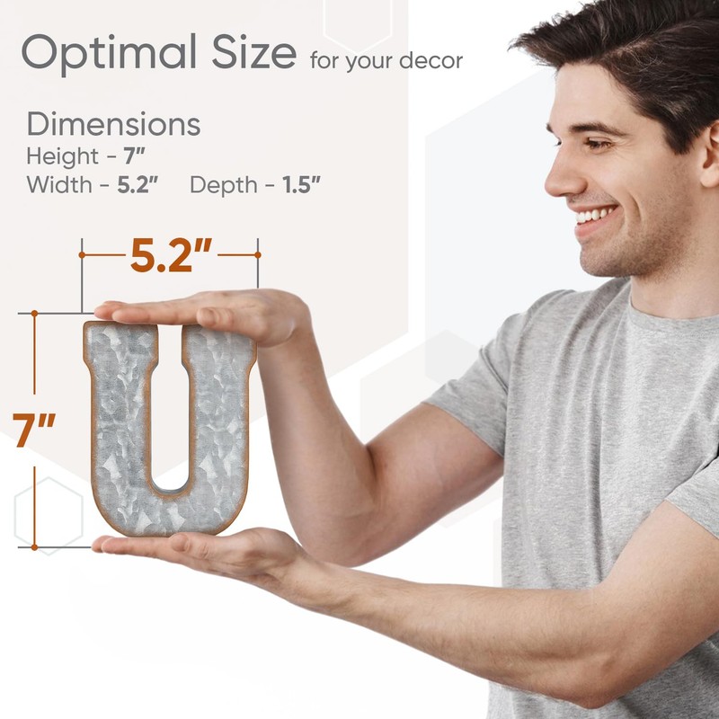 CraftyCrocodile 7" Galvanized Metal 3D Wall Letter C