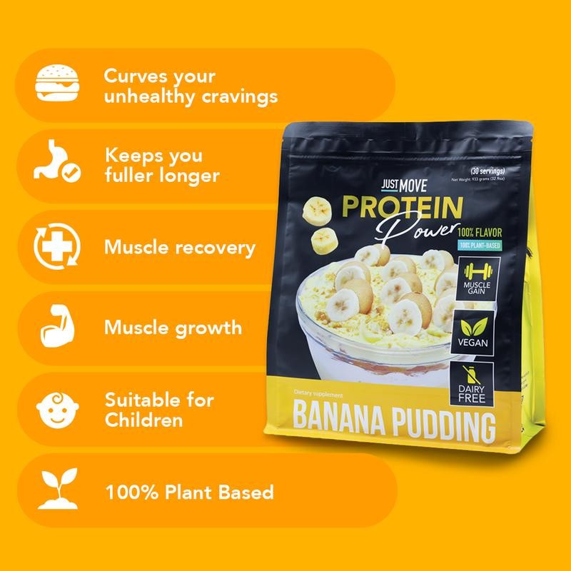 Just Move Protein – Banana Pudding Flavor | Vegan, Organic,